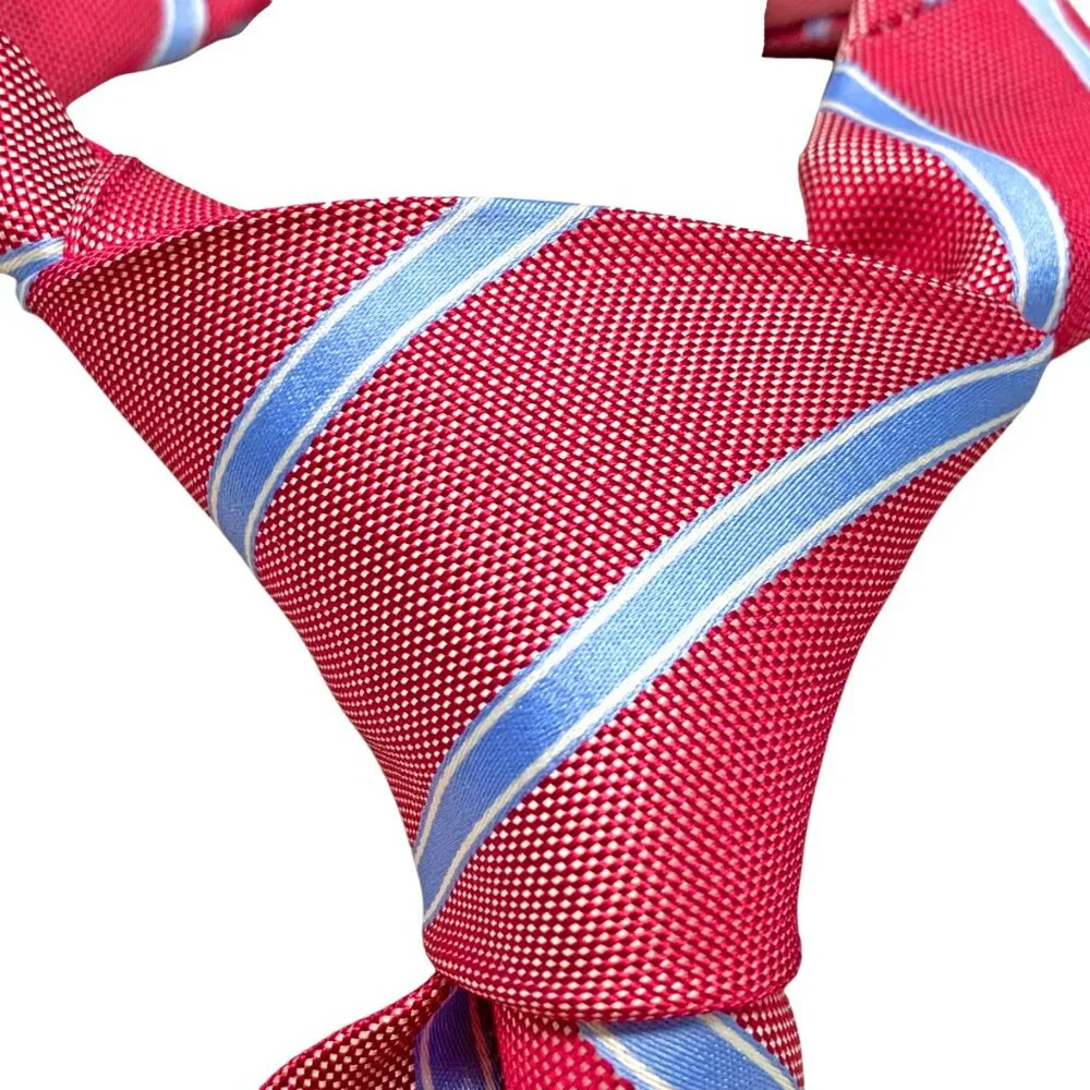 Brooks Brothers 346 Red‎ with White Dot Blue Striped Italian Silk Neck Tie